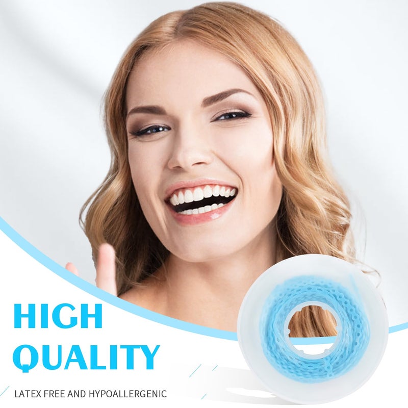 ANNWAH Dental Colorful Orthodontic Braces Rubber Chains,Dental Rubber Chains for Braces Power Chains for Orthodontic Treatment(Short,Blue 15) - Image 2